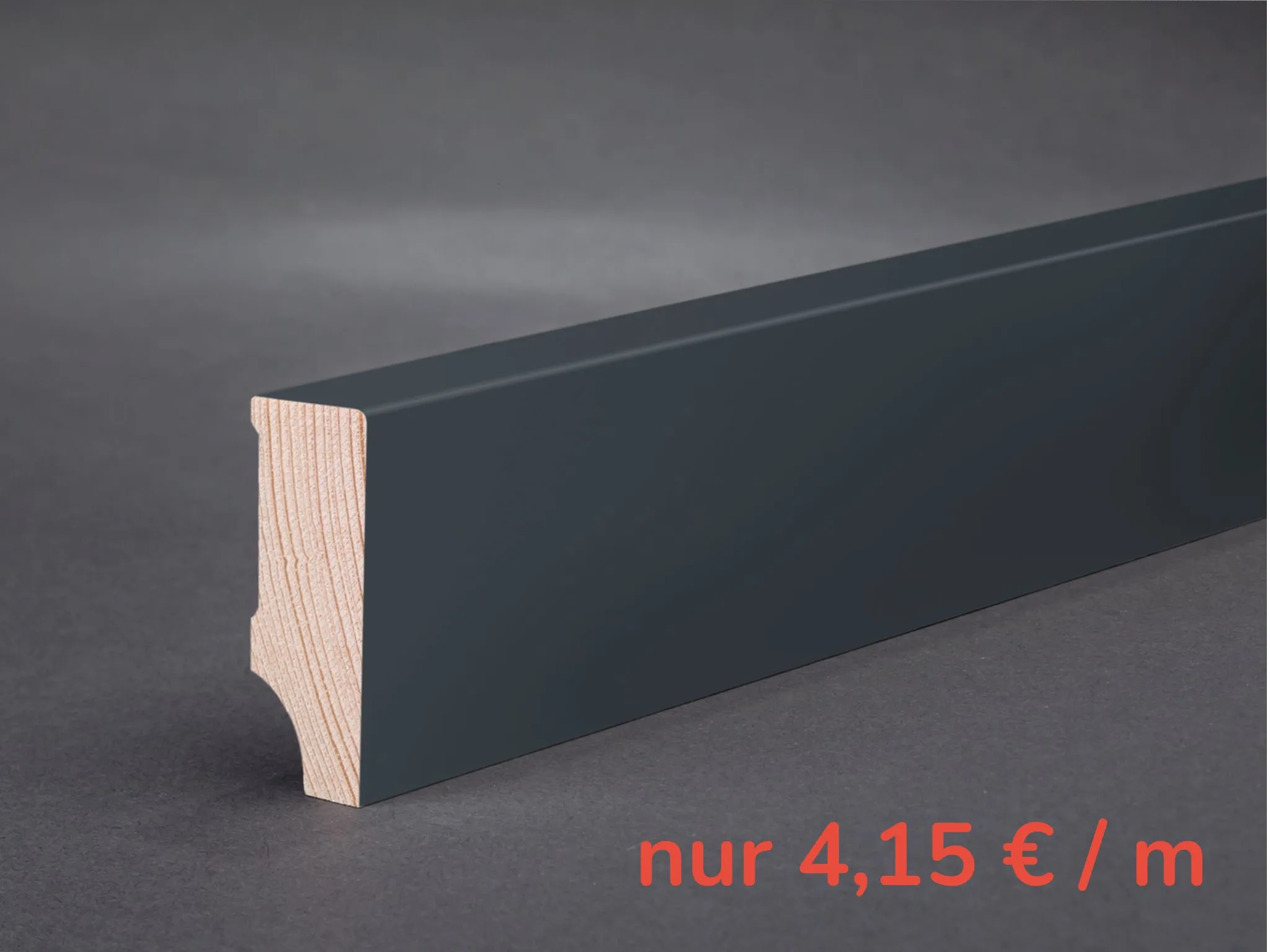Massivholz RAL 7016 Anthrazitgrau lackiert 40x15x2400 mm Oberkante gerade