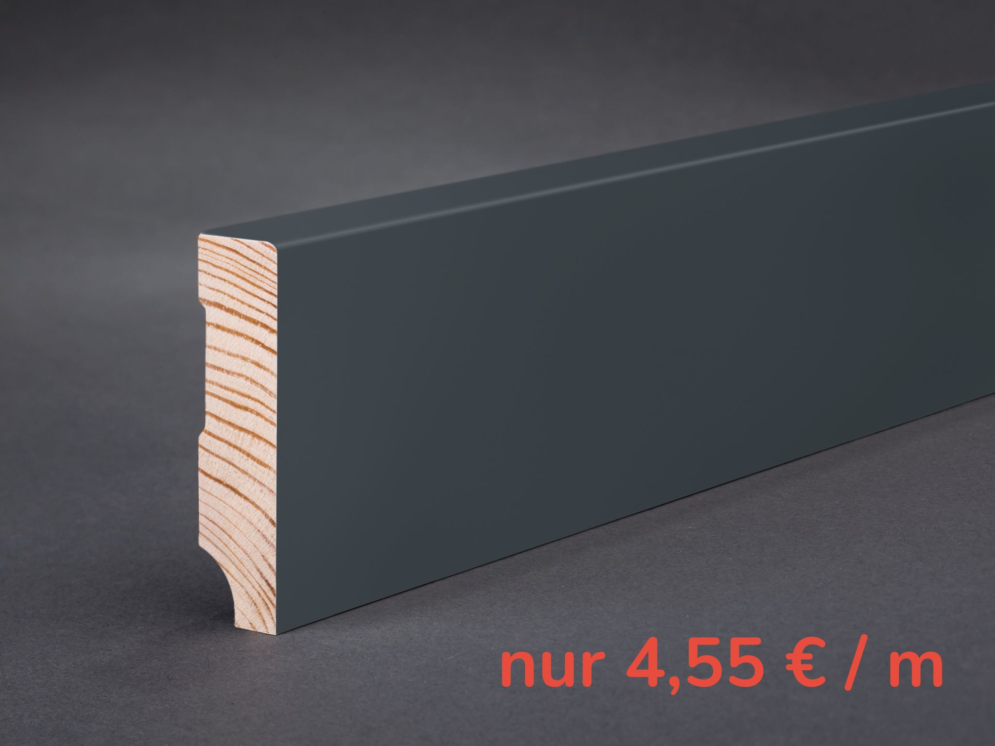 Massivholz RAL 7016 Anthrazitgrau lackiert 58x15x2400 mm Oberkante gerade