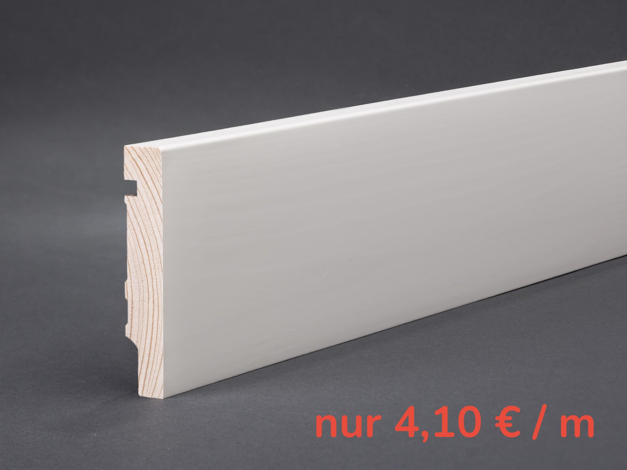 Massivholz weiß lackiert 78x15x2400 mm Oberkante gerade