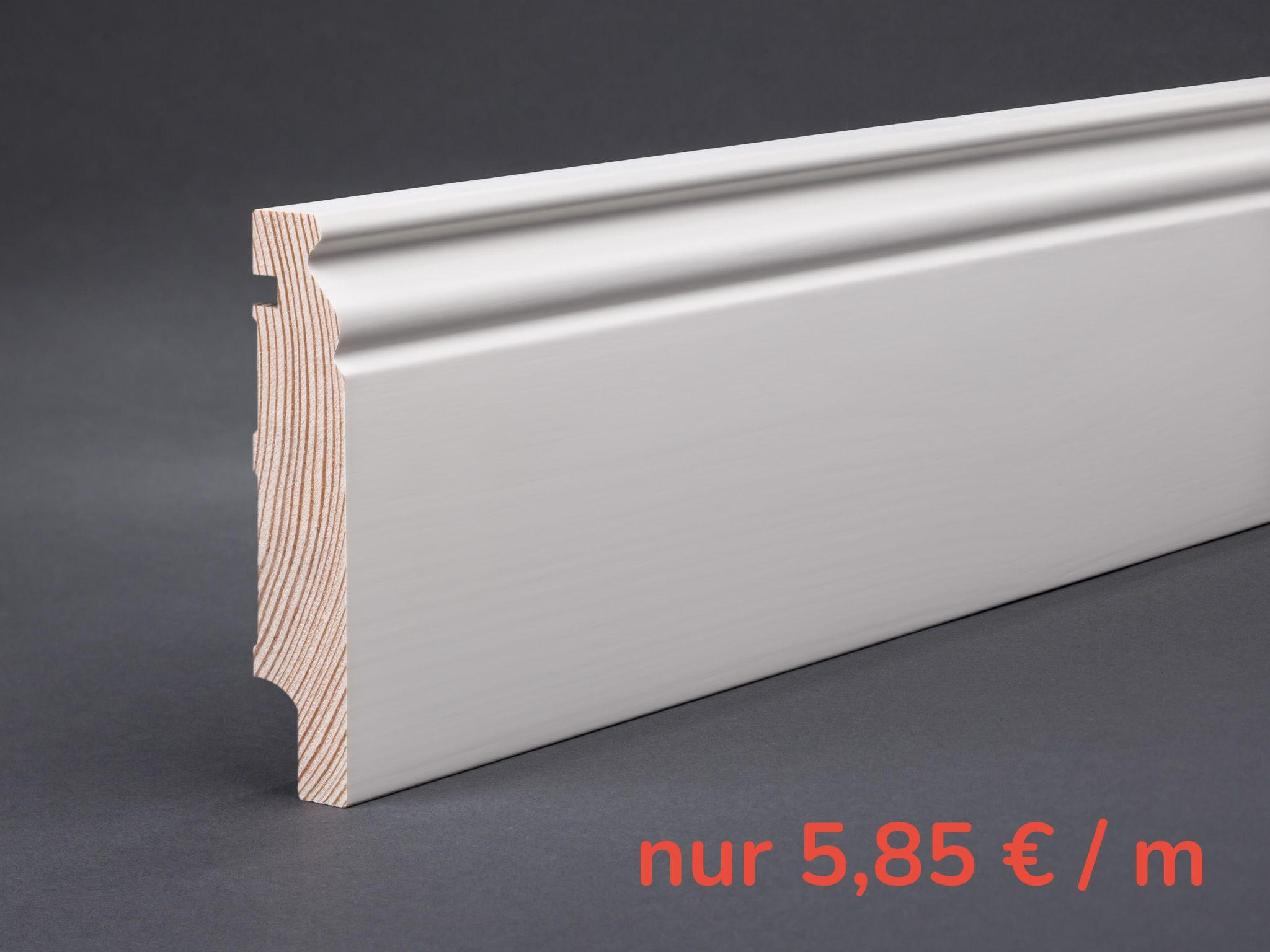 Massivholz weiß lackiert 98x19x2400 mm Berliner-/Hamburger Profil