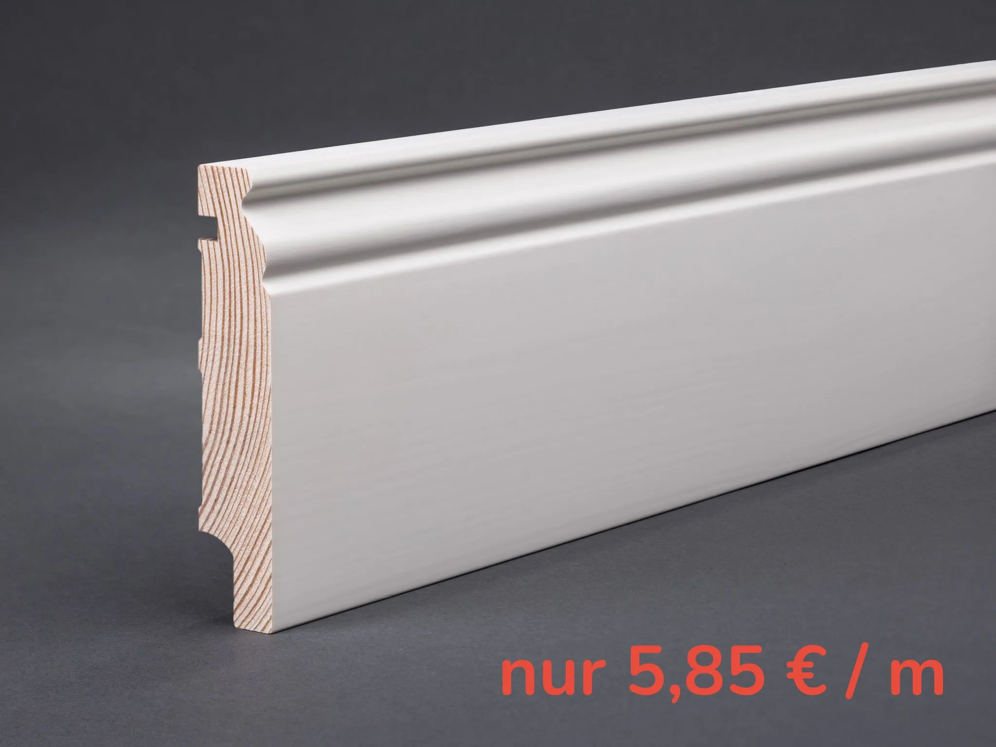 Massivholz weiß lackiert 98x19x2400 mm Berliner-/Hamburger Profil