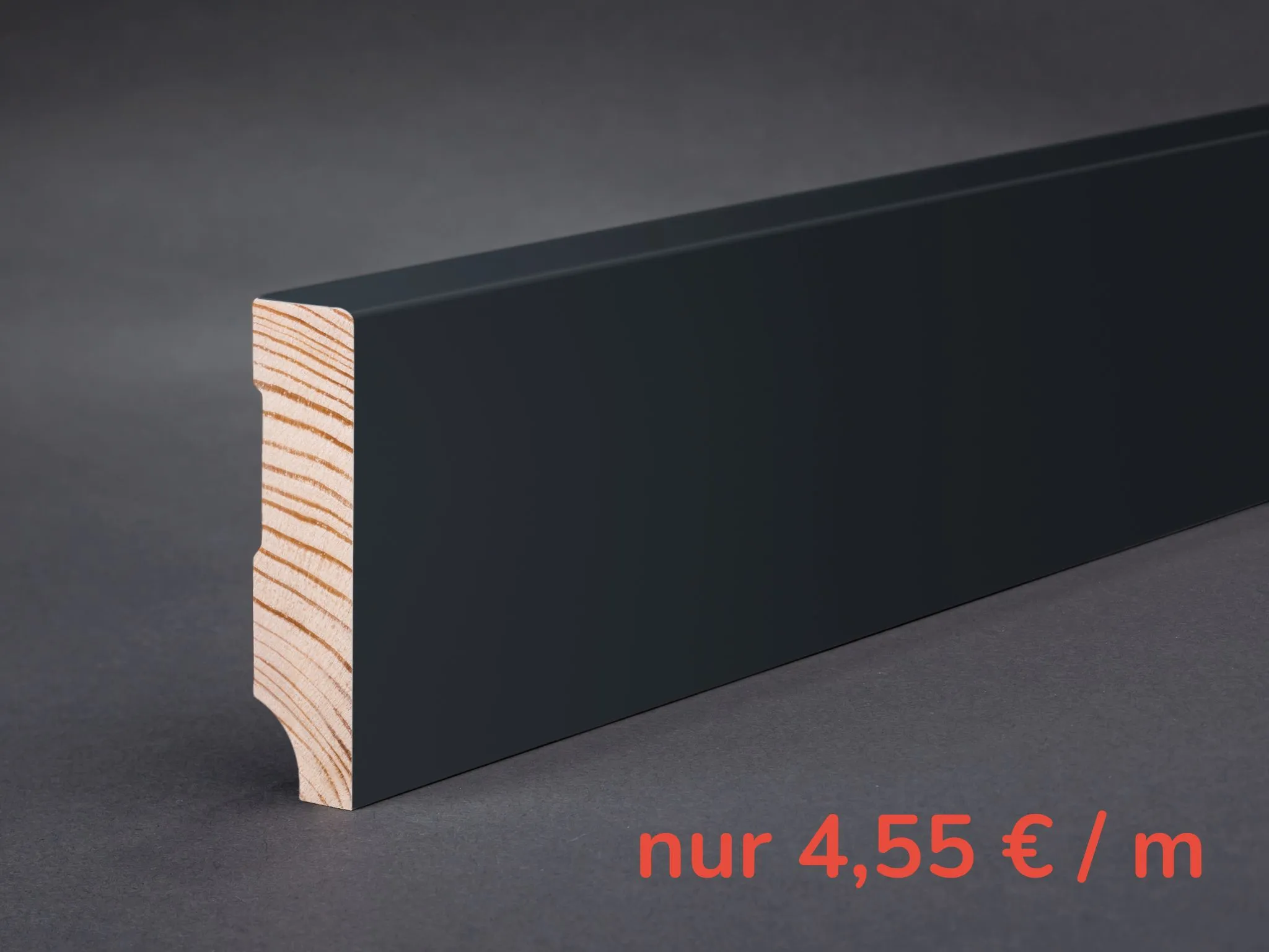 Massivholz RAL 9005 Tiefschwarz lackiert 58x15 mm Oberkante gerade