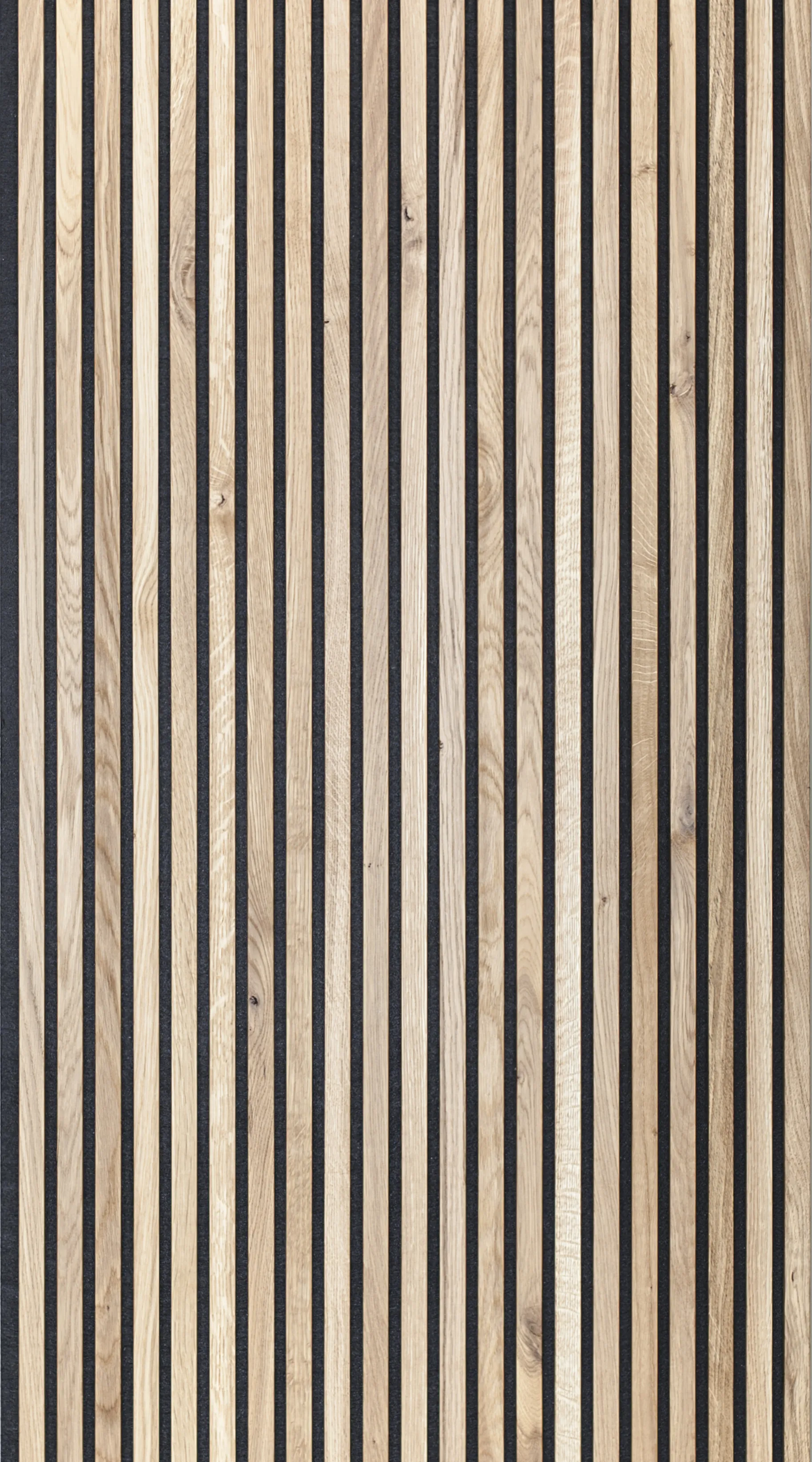 Akustikpaneel Wildeiche 2600 x 625 mm - lackiert oder geölt - Vlies schwarz oder grau 