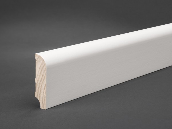 Massivholz weiß lackiert 60x16 mm Oberkante abgerundet