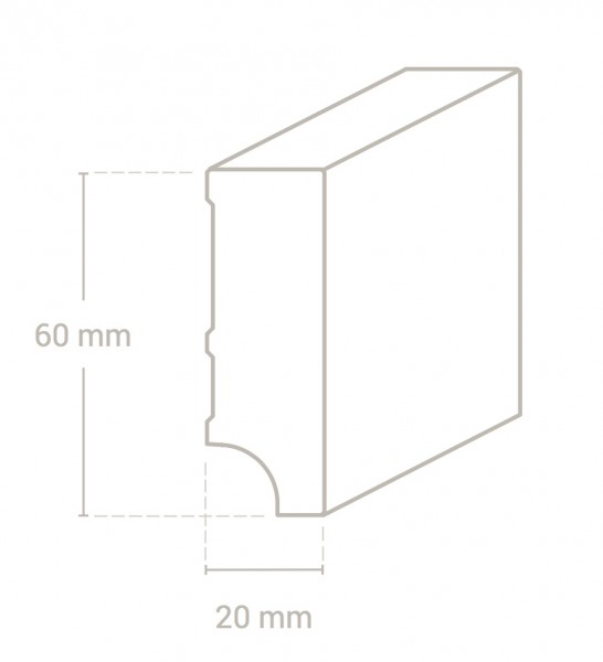 Eiche weiß (Optik) 60x20 mm Oberkante gerade-Copy