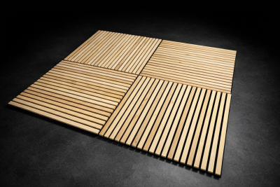 Akustikpaneel Fichte/Kiefer 625x625 mm lackiert - Vlies schwarz 
