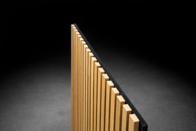 Akustikpaneel Wildeiche 2370 x 625 mm lackiert - Vlies schwarz 